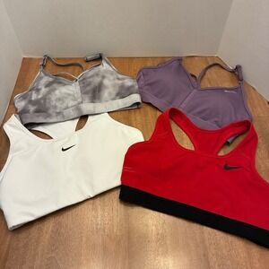 Nike Sports Bras 4 Pack Medium Purple White Red Tie Dye Lot Activewear Workout